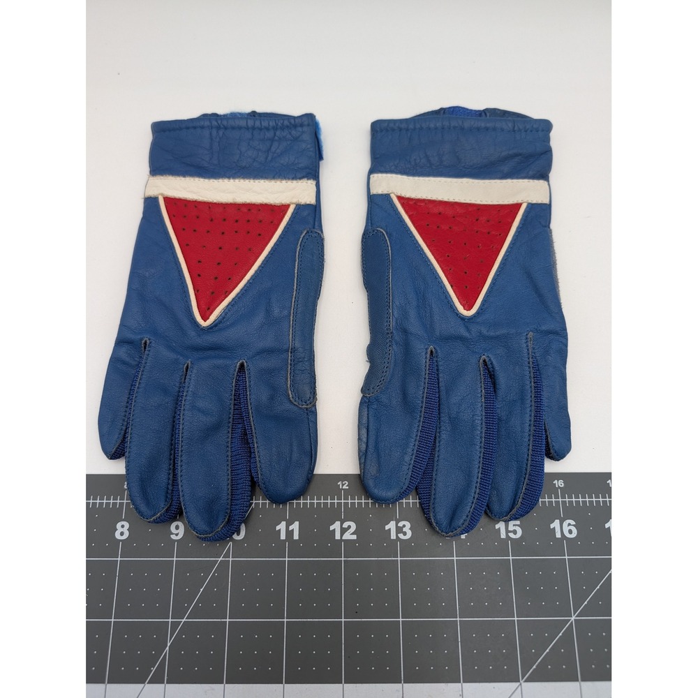 Spartan‎ Driving Gloves Blue Red White Vintage Leather Racing Small